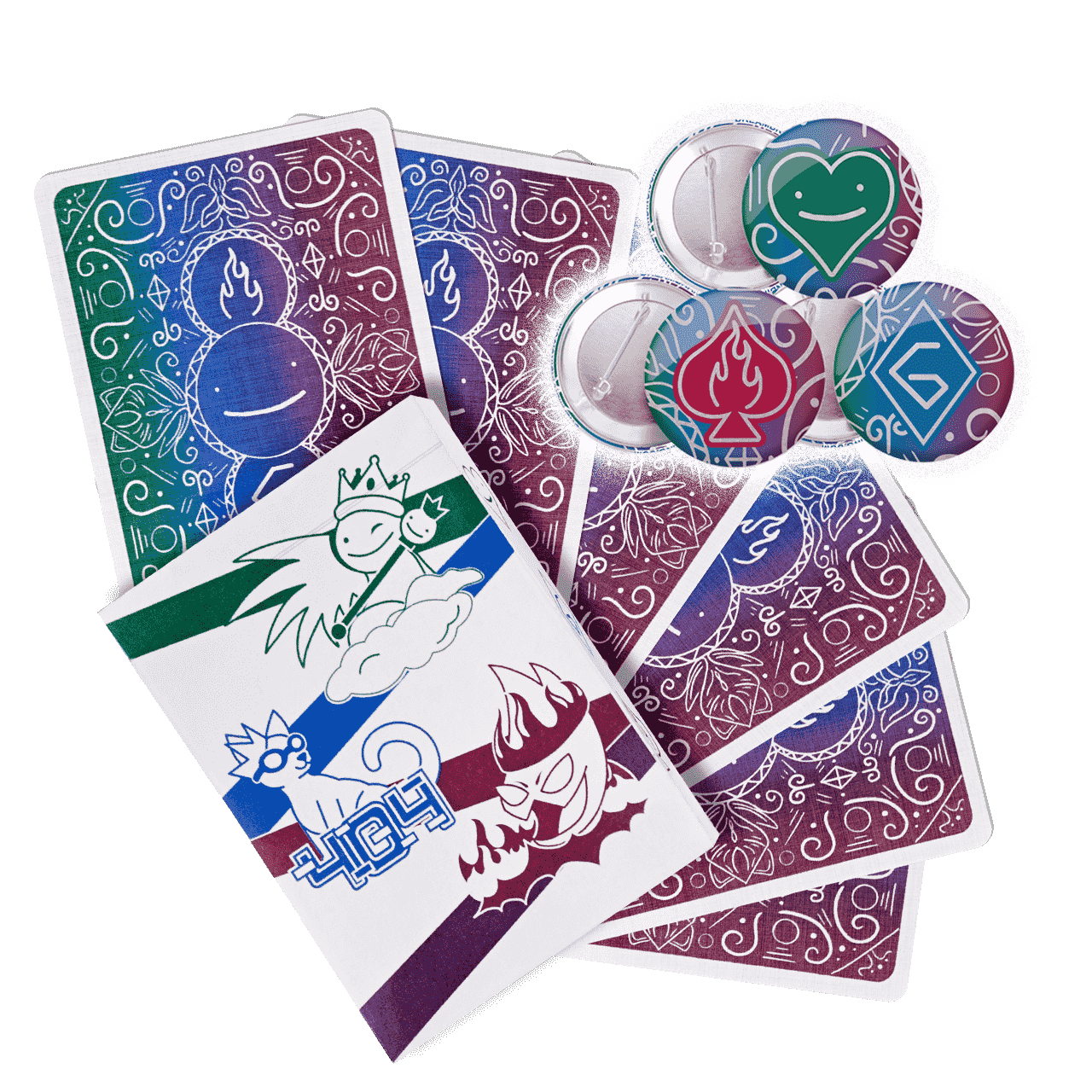 Dream Team 3 of a Kind Playing Cards and 3-Pack Button Bundle